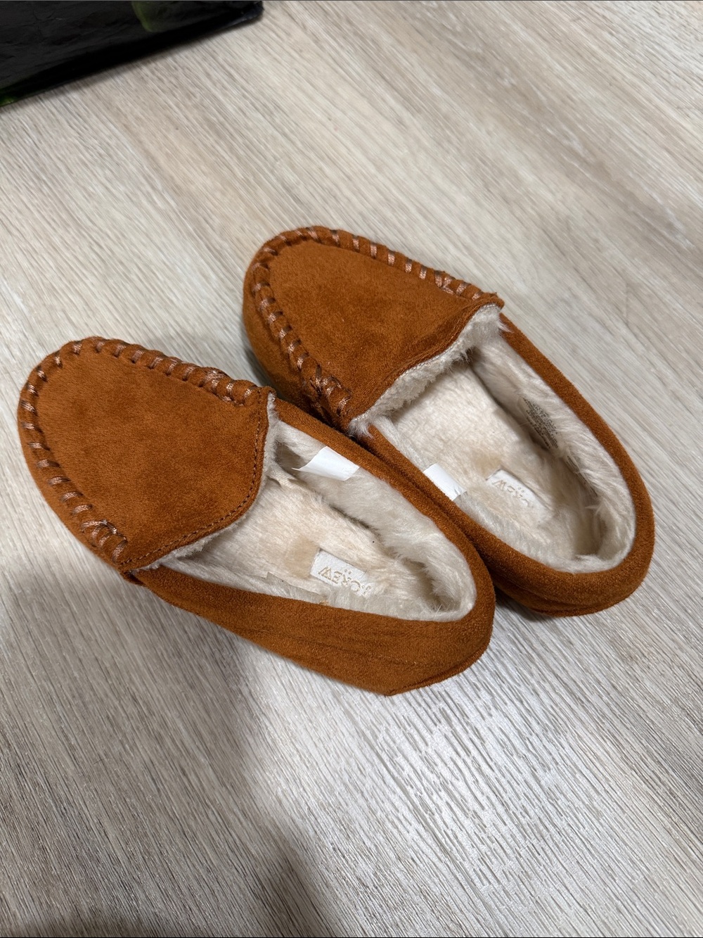 J. Crew Kids Rust Brown Faux-Suede Moccasin Slippers